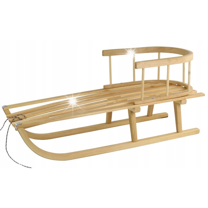 Saniute din lemn cu spatar, Lean Toys, 87x39x33cm, 75kg, cu snur de tragere