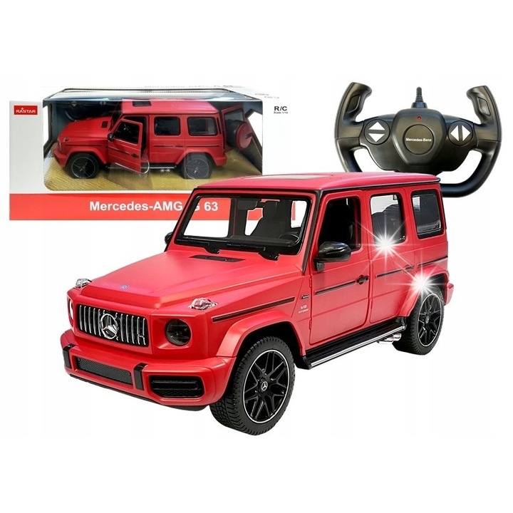 Masinuta R/C Mercedes G63, 1:14, Culoare Czerwony, 31x13x13cm, 7 km/h