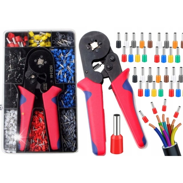 Kábel saru préselő fogó készlet, 1200 darab, 17.5 cm, 22x14x3.5cm, többszínű