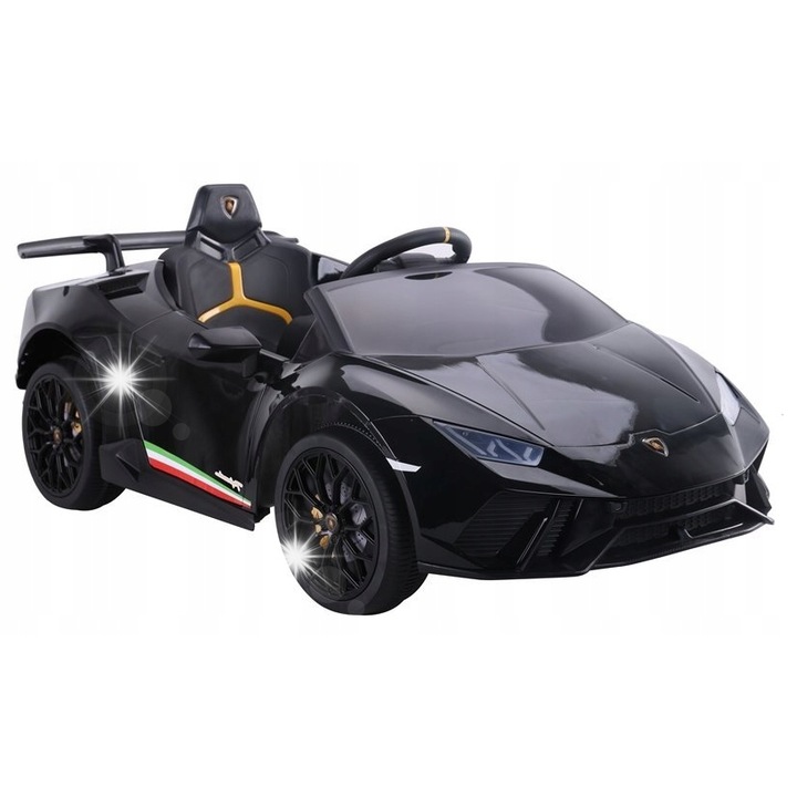 Masina electrica pentru copii Lamborghini Huracan, Lean Toys, neagra, 12V, cu telecomanda 2.4G