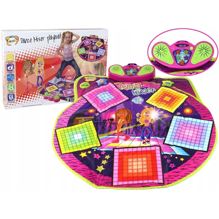 Covor de dans pentru copii, Lean Toys, 5 zone, 91x93cm, multicolor