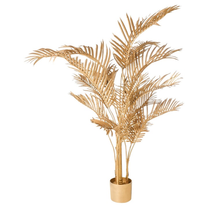 Planta artificiala Beliani ARECA PALM Auriu 160cm, stil glamour, dimensionala 70x70cm