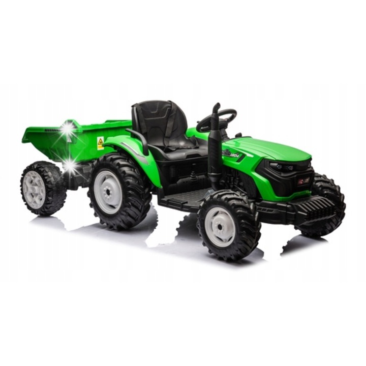 Tractor pe acumulator Lean Toys HC-306, verde, 2 locuri, 130x83x71cm, 24V