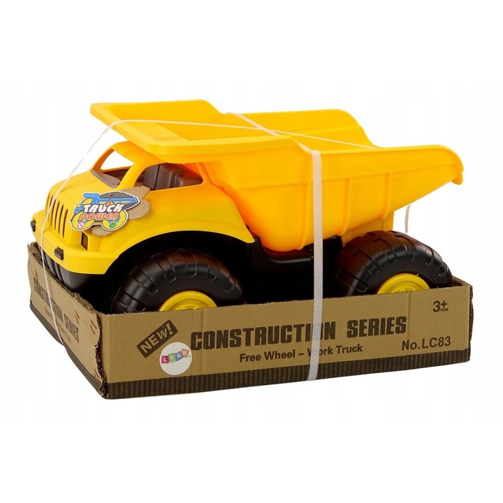 Camion cu basculanta galbena, LEAN TOYS, cu remorca, 53x41x34cm