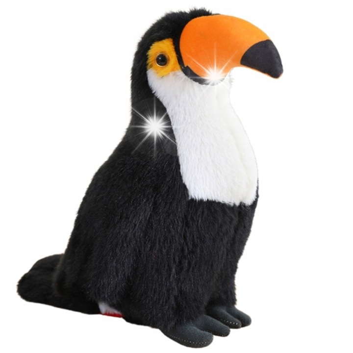 Плюшена играчка, Lean Toys, тукан, 35 см, черно-бял с блестящи акценти