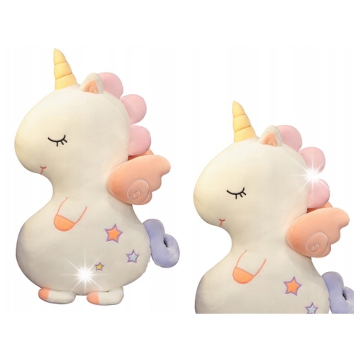 Плюшена играчка, Lean Toys, бял еднорог, 50см, с цветни акценти