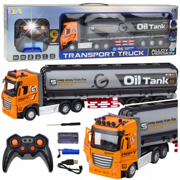 Camion cu cisterna, Lean Toys, efecte sonore si luminoase, 47,5x12,3x8 cm