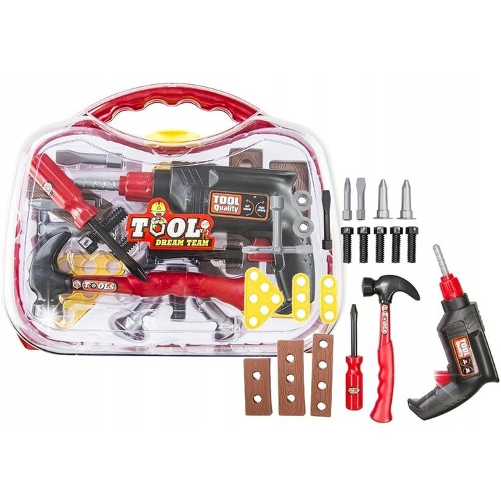 Set de unelte Lean Toys in valiza, 22 elemente, 32x29cm, pentru copii