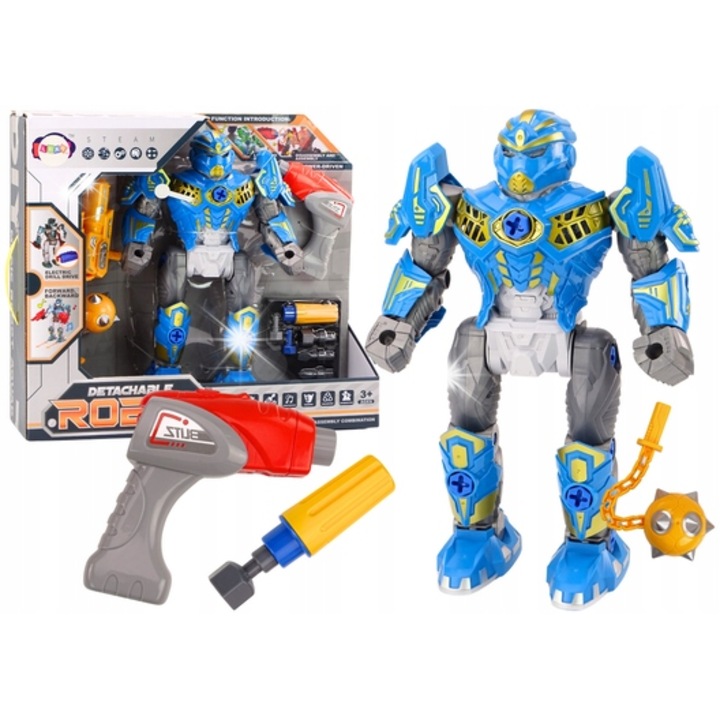 Робот за играчки Lean Toys, с отвертка и бормашина, син, 36,5x24x12,5см