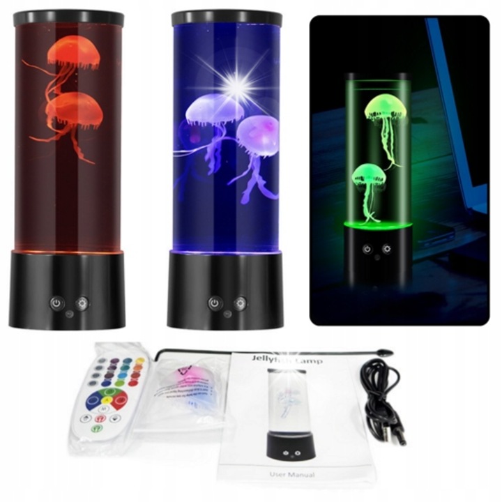 Lampa LED cu meduze, Lean Toys, 22x8 cm, alimentare USB/baterii, multicolor