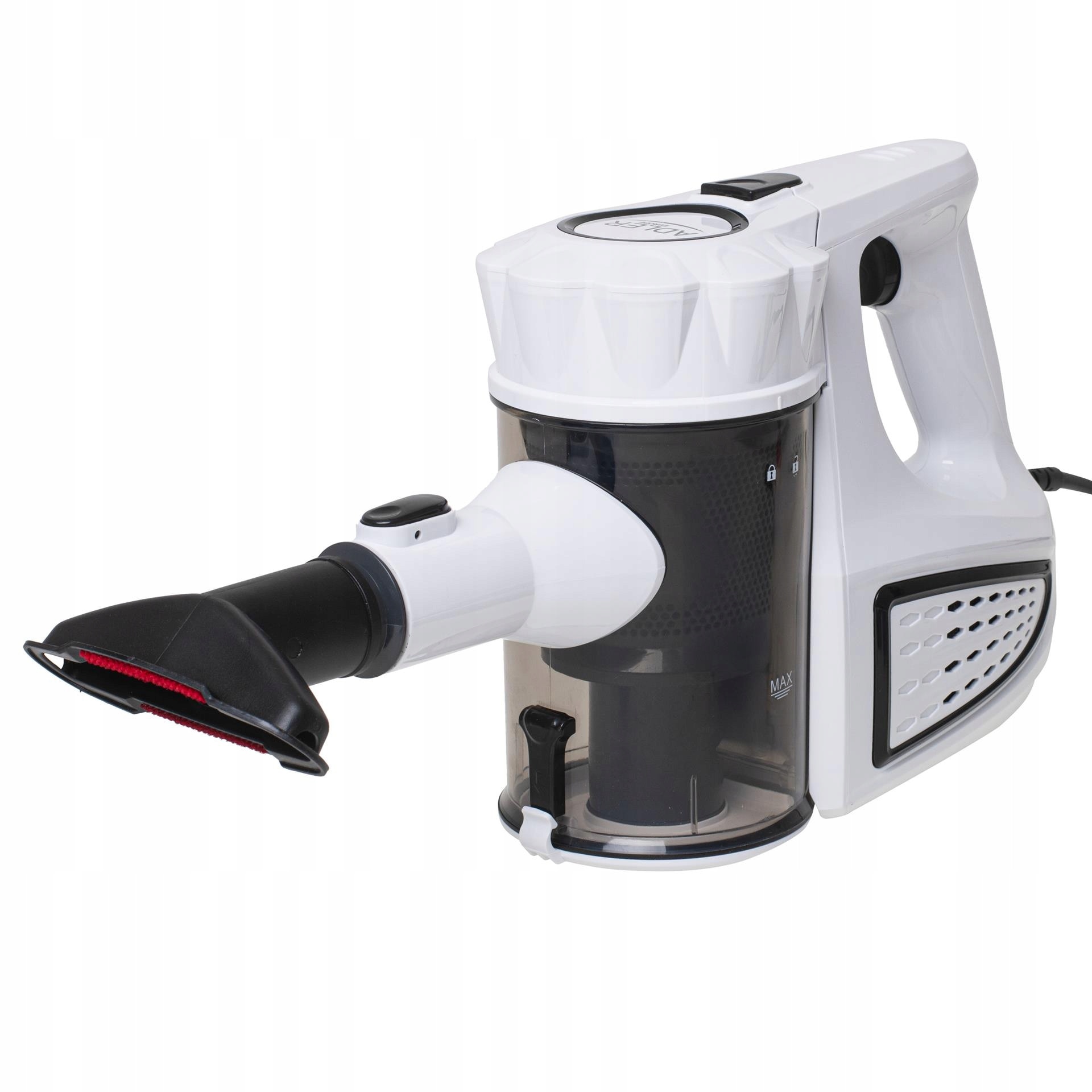 Aspirator manual Adler, fara sac, 800W, capacitate 1.5L, 3 trepte filtrare, 6m raza de actiune, 21x23,5x120cm