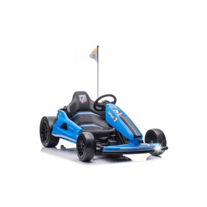 Електрическа кола Lean Toys A035, 2 мотора, синя, 133x75x52см, комплект с предпазни колани и отварящи се врати