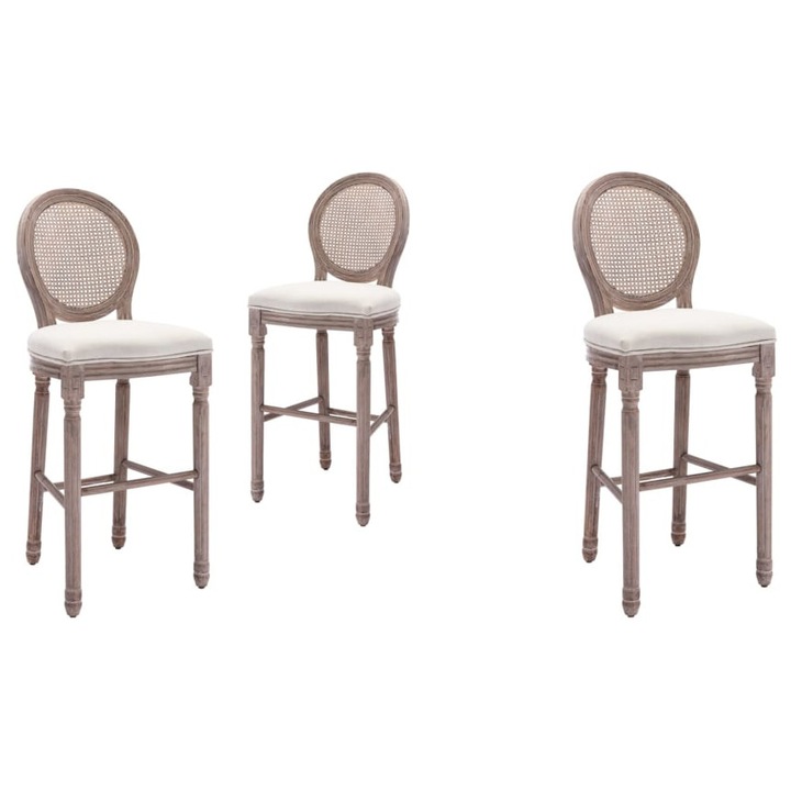 Scaune de bar, 2 buc., alb, panza