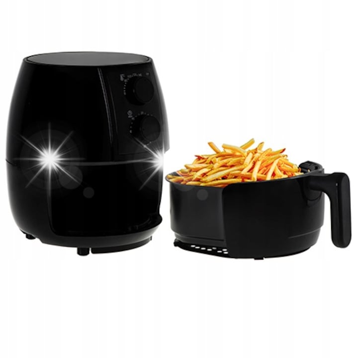 Adler olajmentes fritőz, 2,5L, 1600W, konvekciós technológia, fekete, méretei 26,5x23x28cm