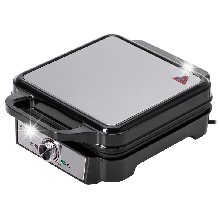 Gofron Adler, 1800W, 4 gofre 10x10cm, design argintiu-negru