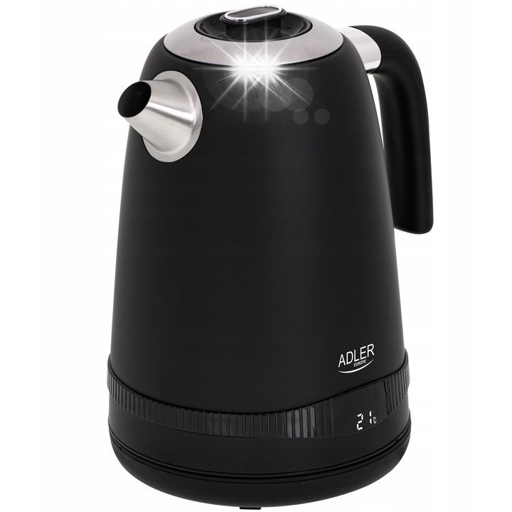 Fierbator electric Adler 1,7L, 2200W, reglare temperatura 40-100°C, negru