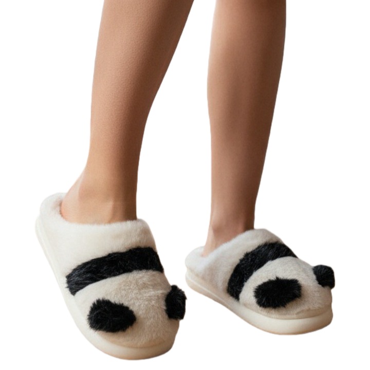 Papuci de casa pufosi si haiosi L629alb 122179, Alb, 36-37