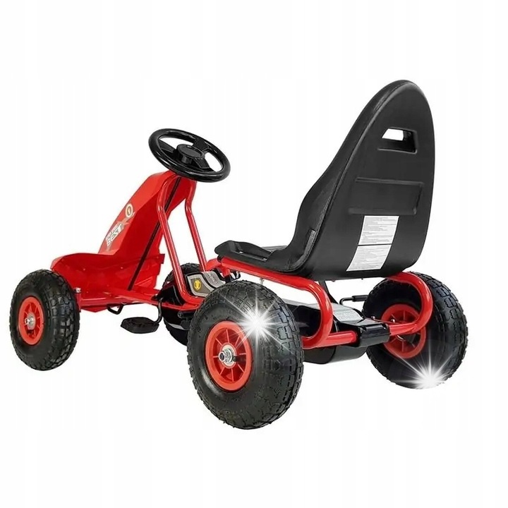 Детски картинг Lean Toys G208, червен, 122x60x60см, с ръчна спирачка, регулируеми седалки