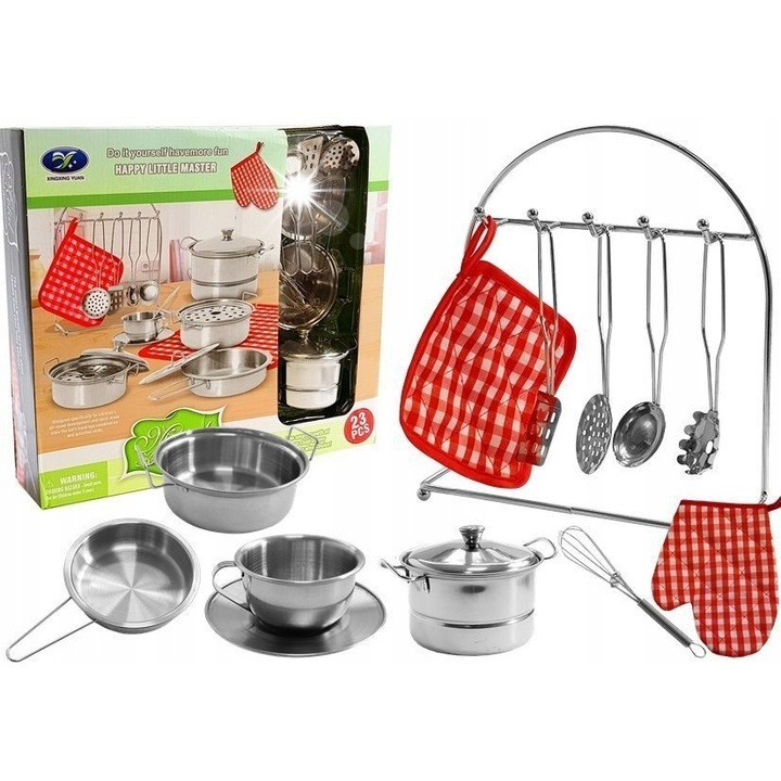 Set de oale din inox pentru copii, Lean Toys, 23 elemente