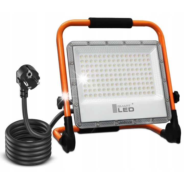 Proiector LED 100W model 5838, set cu stativ reglabil, 11000lm, gri cu portocaliu, 500cm