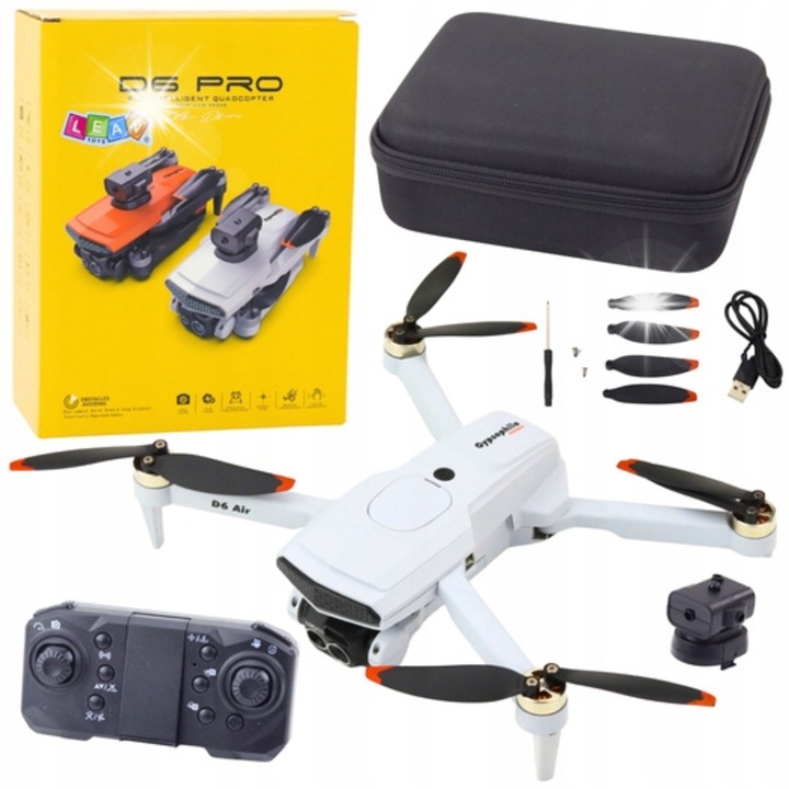 Дрон D6 PRO, вградена камера, LED, 60 мин, сив