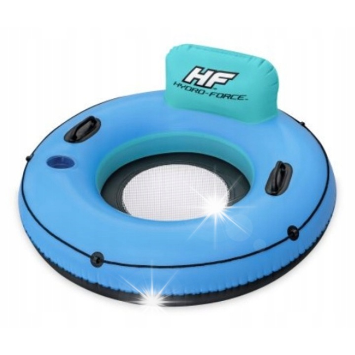 Надуваем пояс с облегалка, Bestway, 106 см, зелено-черно-синьо, 2 дръжки, място за напитка