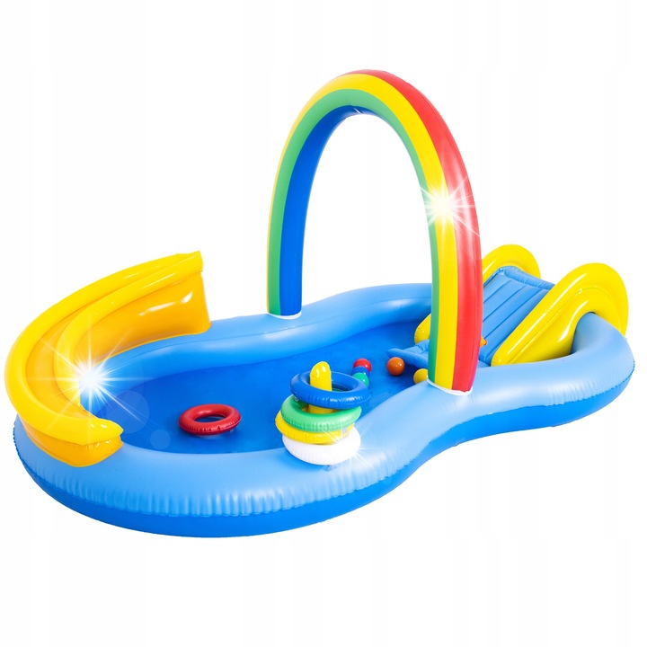 Gyermekmedence, Maverick, csúszdával, többszínű, 220x122x104cm