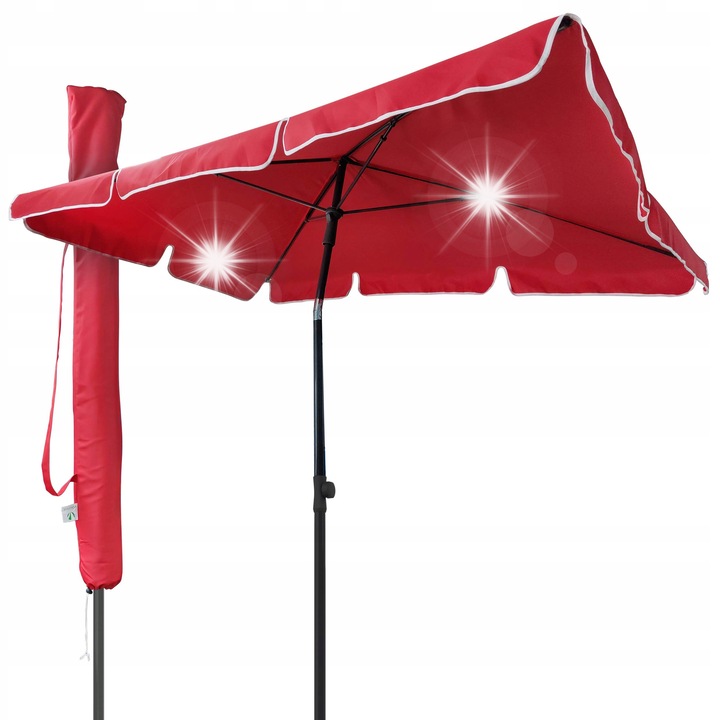 Umbrela de gradina Vounot, tip inclinat, 200x125cm, protectie UV 50+, rosie, cu husa