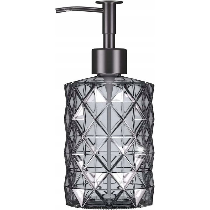 Dozator de sapun din sticla, 330ml, negru mat, pentru bucatarie si baie