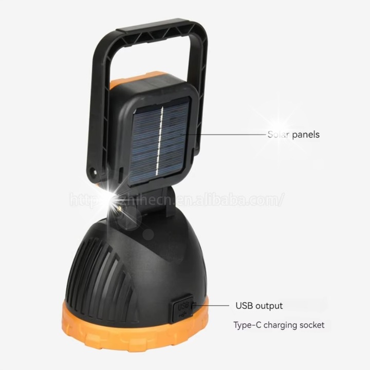 Соларна туристическа лампа HS-8033C, 54 LED, powerbank, жълт, черен, тъмносин