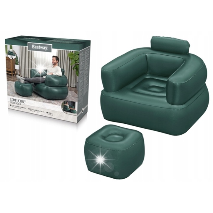 Bestway Felfújható Fotel, 107x99x80cm, ergonomikus kialakítás, PVC anyag, sötét szín