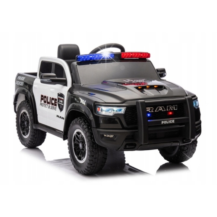 Masinuta electrica de politie pentru copii, Lean Toys ZB618P, 4x20W, 2-6 km/h, negru, 119x68x57cm