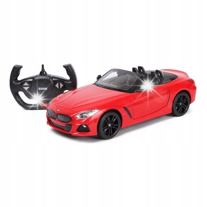 Masinuta R/C BMW Z4 Roadster 1:14, rosie, cu lumini si usi deschise, set complet