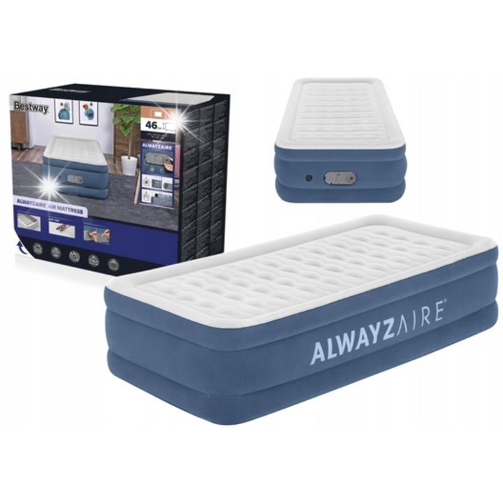 Къмпинг матрак, Bestway, 97x191x46см, с електрическа помпа, издържа 150 кг, с калъф за съхранение