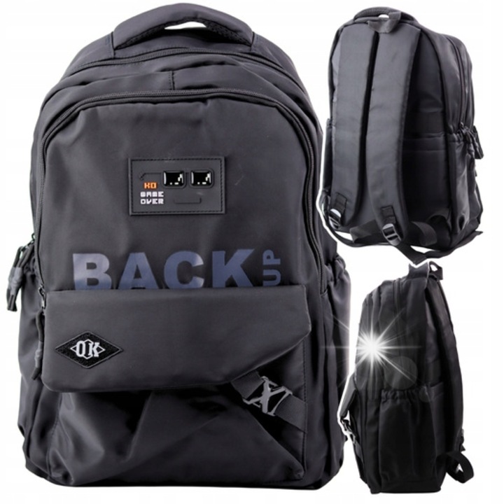 Rucsac, Back Up, 6 compartimente, negru, 23 L, 46x33x15 cm