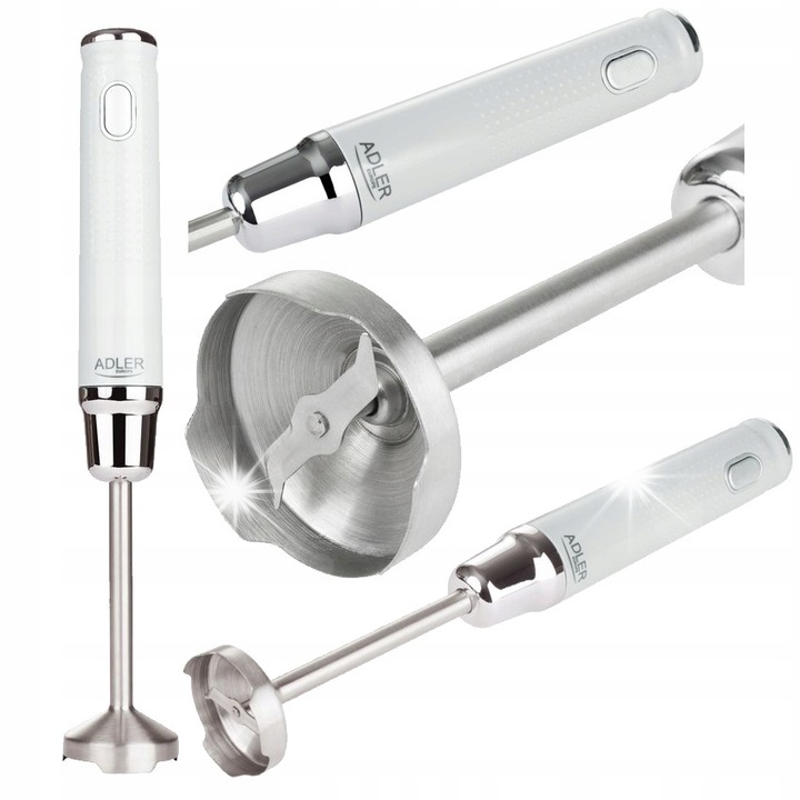 Вертикален миксер Adler, 500W, инокс, бял/сребрист, 38см