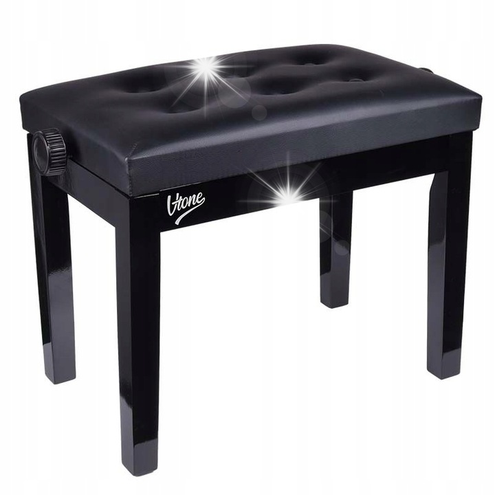 Zongoraszék, V-Tone, fekete, 45-55 cm, tömör fa/műbőr
