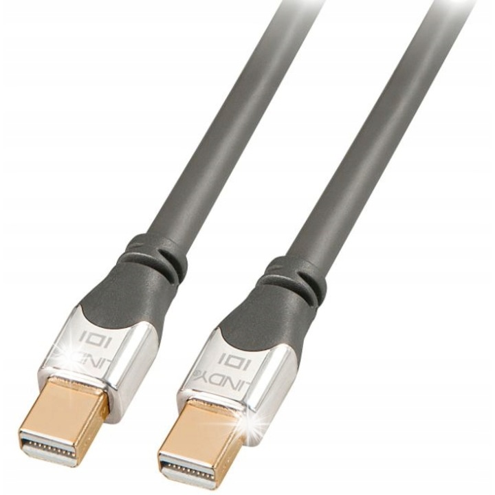 Кабел Mini DisplayPort, Lindy, 1.2 4K 1m 32AWG, сив