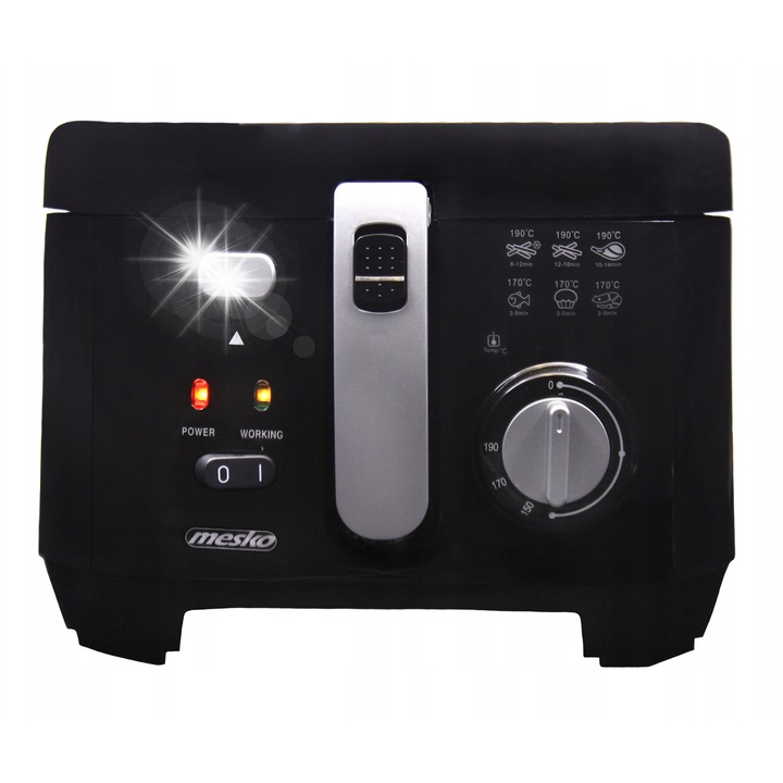 Mesko fritőz, 2.5L, 1800W, kivehető tartállyal, fekete