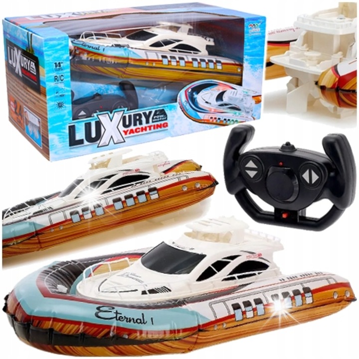 Catamaran cu telecomanda, Lean Toys, pompat, lumini LED, 14+