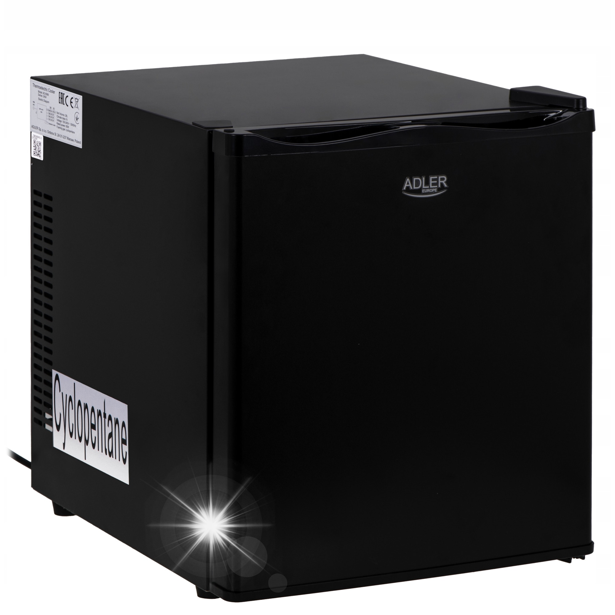 Mini frigider Adler, 28L, negru, iluminare LED
