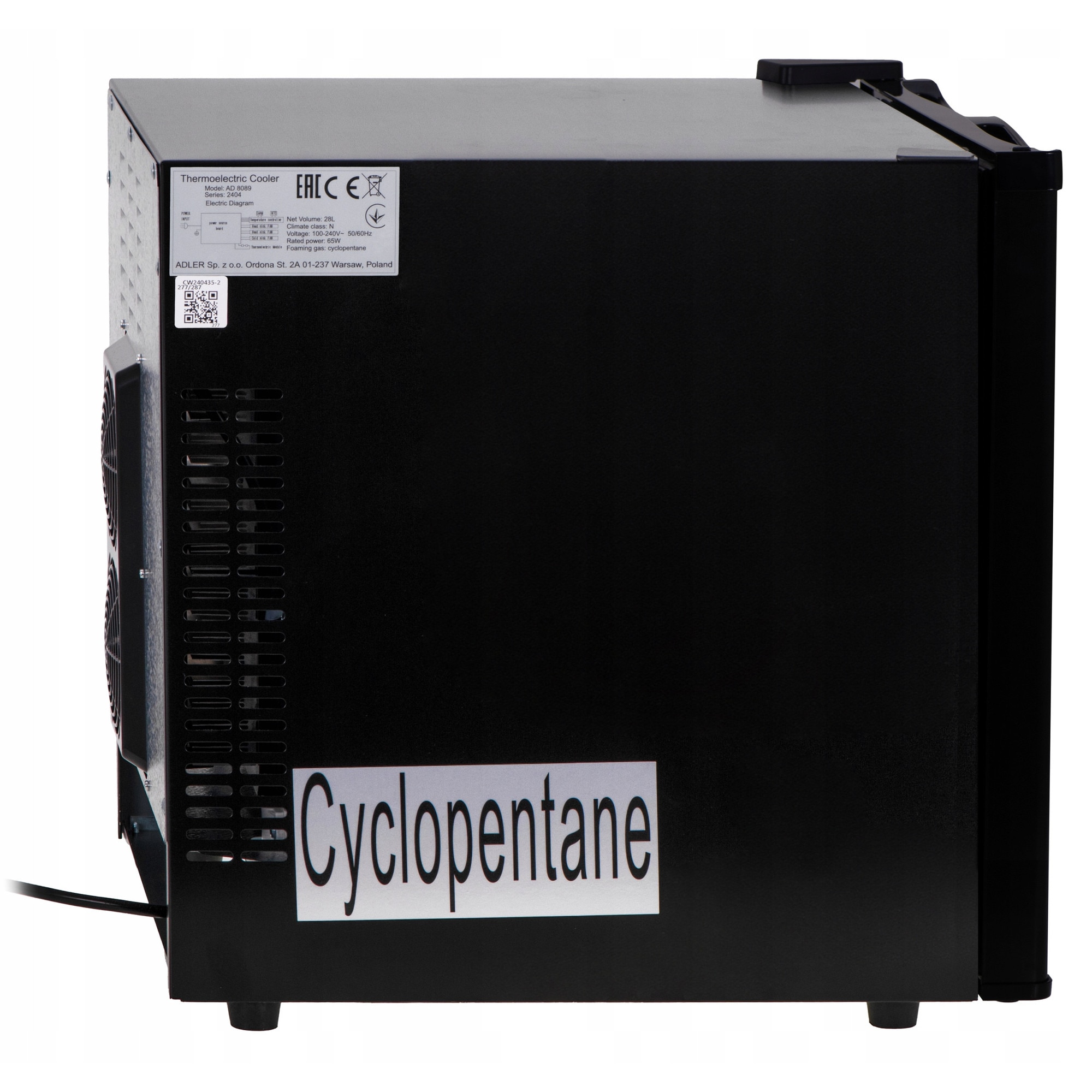 Mini frigider Adler, 28L, negru, iluminare LED