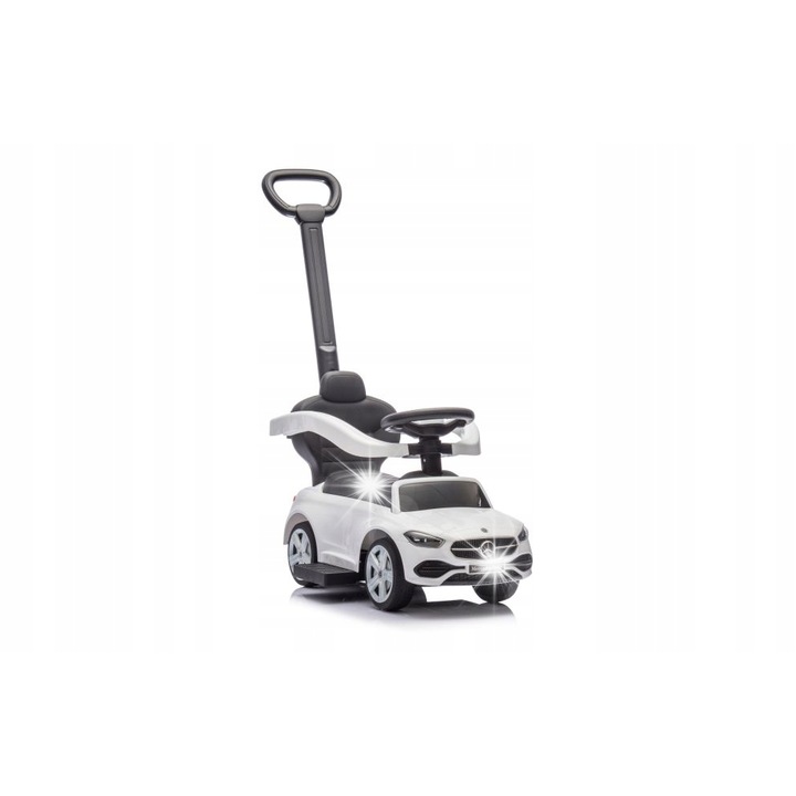 Masinuta de impins LEAN TOYS Mercedes 3w1, alba, 84x40x83cm, pentru copii 12-36 luni