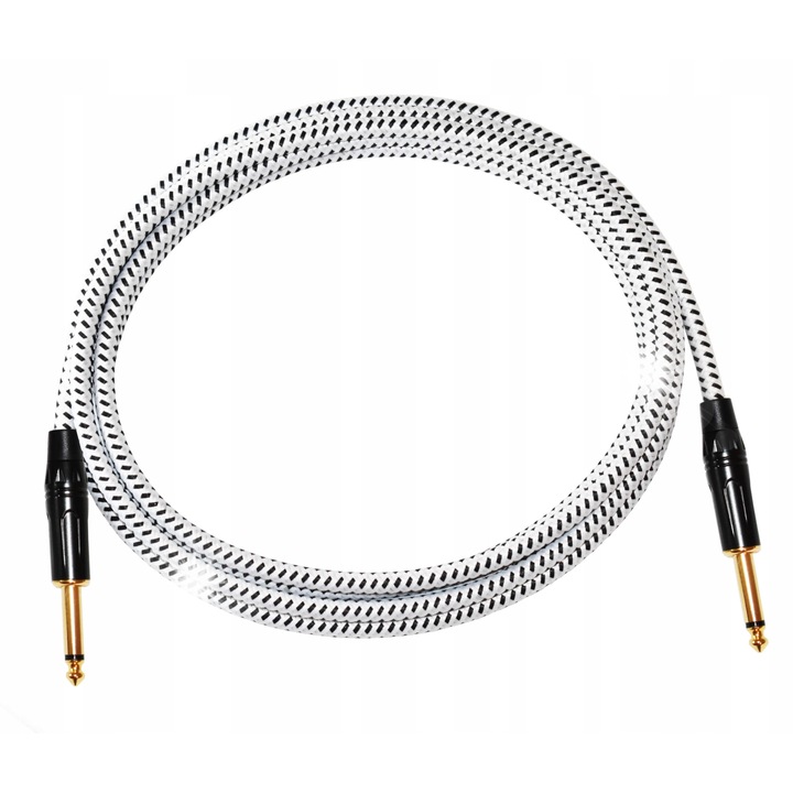 Red's Music GCF1130 BW gitárkábel, 3m, fekete-fehér, sérülésálló