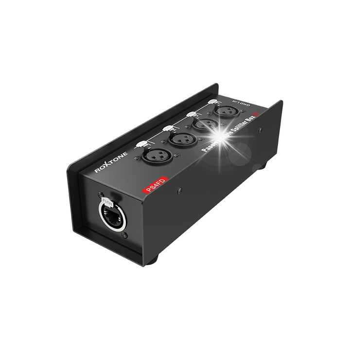 Roxtone passzív elosztódoboz, 4 csatornás, RJ45, XLR, fekete