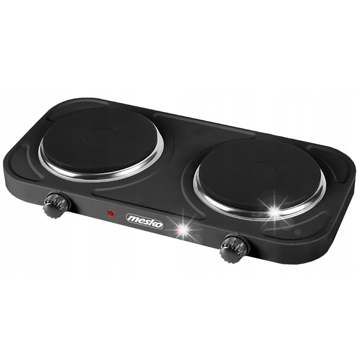 Elektromos főzőlap, Mesko, 2 égős, 2000W, fekete, 46x24cm