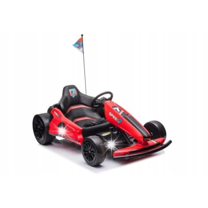Gokart electric LEAN TOYS A035, rosu, 133x75x52cm, set cu usi deschise, max. 60kg