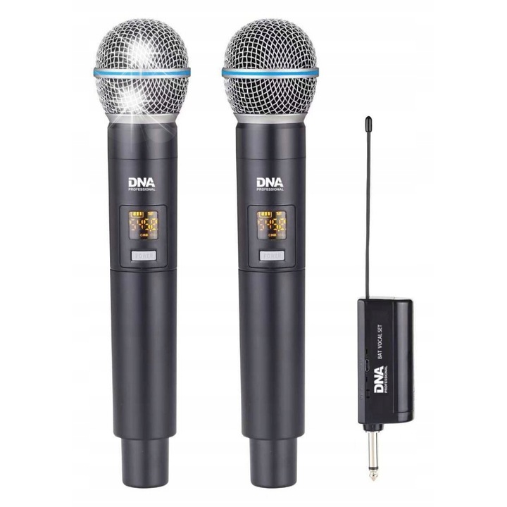 Комплект безжични микрофони DNA Bat Dual Vocal Set, 2 микрофона, UHF приемник, 50-18000 Hz, черен