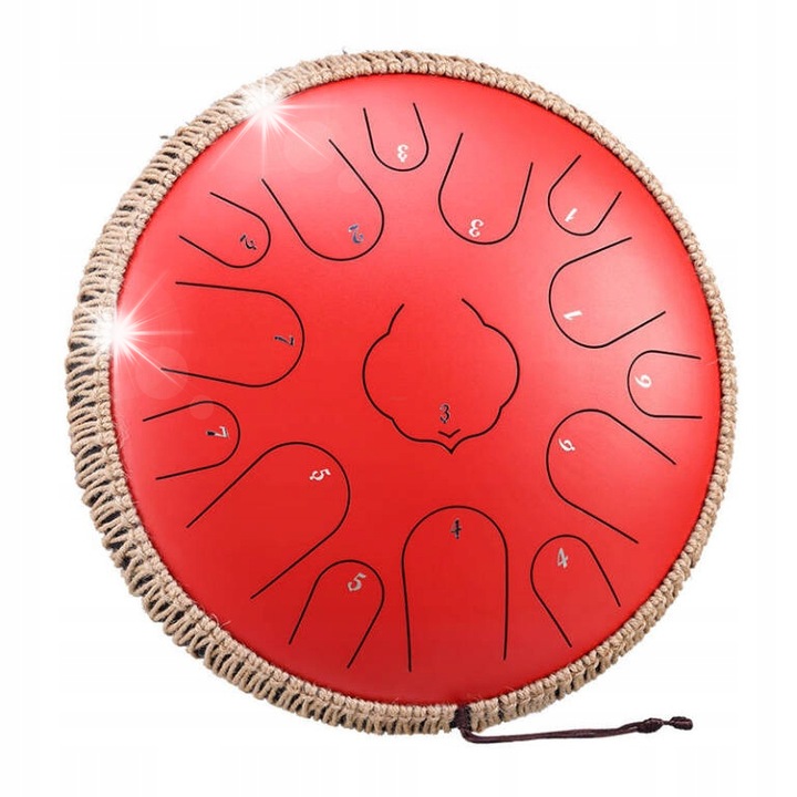 Instrument de percutie, HLURU, Handpan 14", 15 tonuri, set complet cu manere, carte muzicala, geanta, autocolante