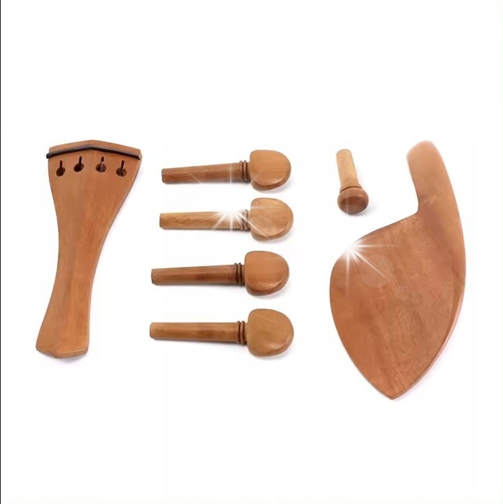 Set accesorii pentru vioara Leto, 4 colti, podbara ergonomic, maro, dimensiuni 3/4 si 4/4